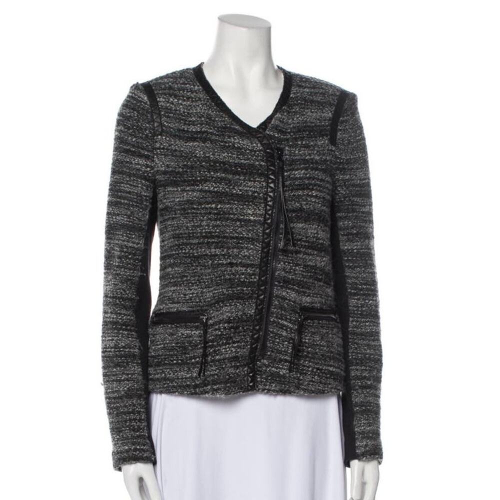 Rebecca Taylor Black Tweed Wool Blend Blazer Jacket Size Small